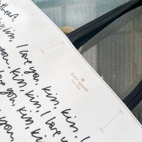 Kate Spade Sold Out Heart It Penelope White Canvas Tote Bag Sweet - Picture 4 of 15